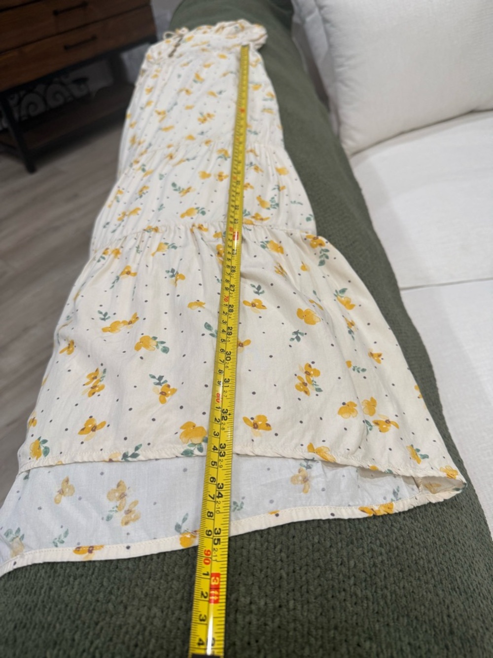Dress Forum Yellow Floral Tiered Midi Dress Milkmaid Cottagecore Size M - Picture 11 of 13